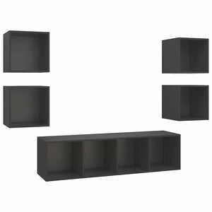 5-tlg. TV-Schrank-Set Grau Holzwerkstoff