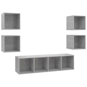 5-tlg. TV-Schrank-Set Betongrau Holzwerkstoff