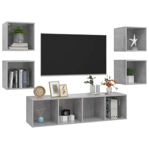 5-tlg. TV-Schrank-Set Betongrau Holzwerkstoff
