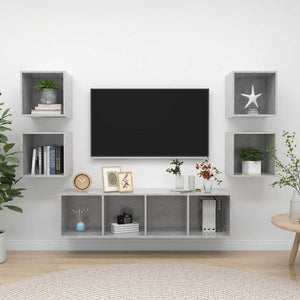 5-tlg. TV-Schrank-Set Betongrau Holzwerkstoff