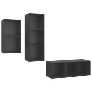 3-tlg. TV-Schrank-Set Grau Holzwerkstoff