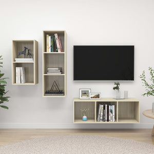 3-tlg. TV-Schrank-Set Sonoma-Eiche Holzwerkstoff