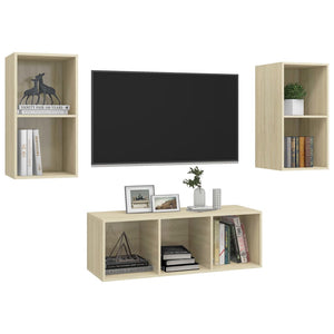 3-tlg. TV-Schrank-Set Sonoma-Eiche Holzwerkstoff