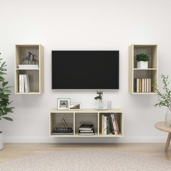 3-tlg. TV-Schrank-Set Sonoma-Eiche Holzwerkstoff