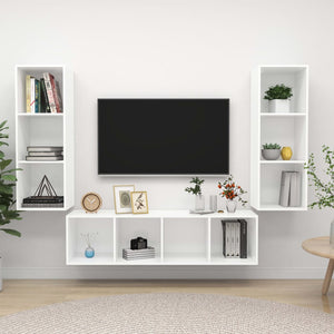 3-tlg. TV-Schrank-Set Weiß Holzwerkstoff