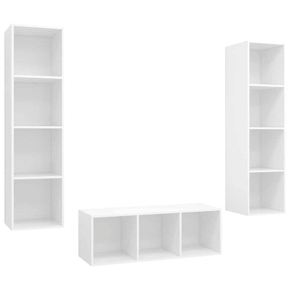 3-tlg. TV-Schrank-Set Weiß Holzwerkstoff