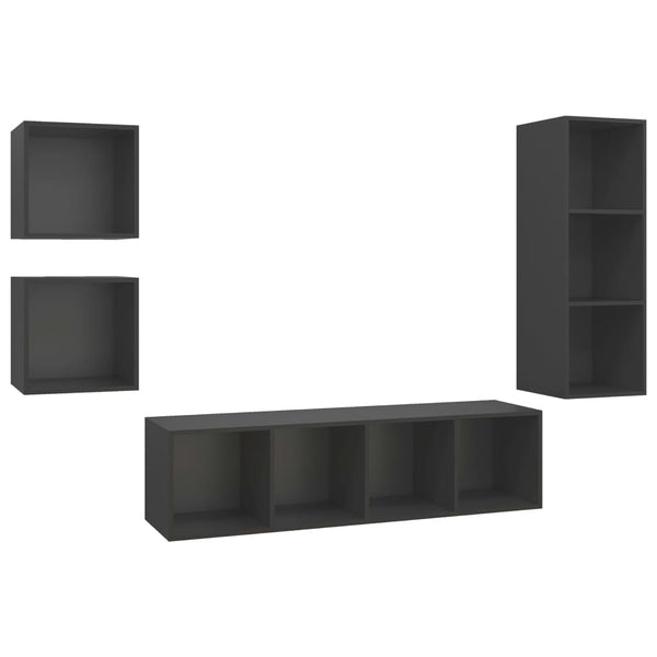 4-tlg. TV-Schrank-Set Grau Holzwerkstoff