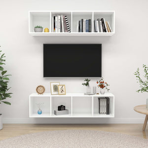 TV-Wandschränke 2 Stk. Weiß Holzwerkstoff