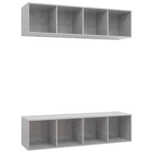 TV-Wandschränke 2 Stk. Betongrau Holzwerkstoff