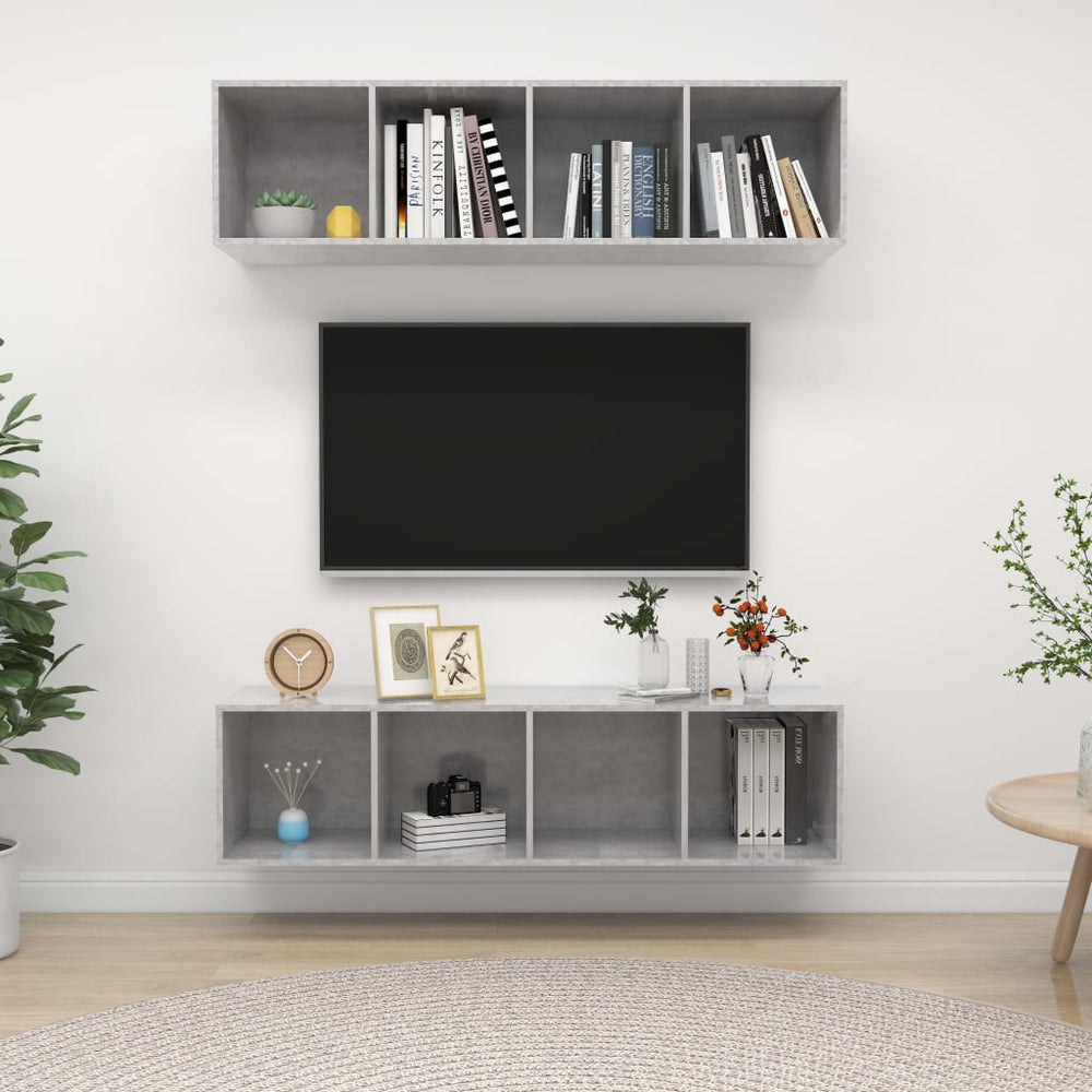 TV-Wandschränke 2 Stk. Betongrau Holzwerkstoff