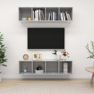 TV-Wandschränke 2 Stk. Betongrau Holzwerkstoff