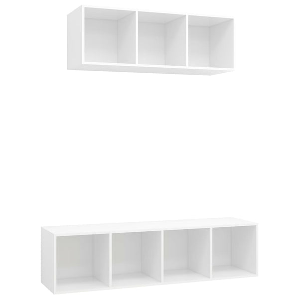 2-tlg. TV-Schrank-Set Weiß Holzwerkstoff