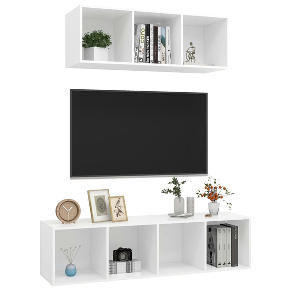 2-tlg. TV-Schrank-Set Weiß Holzwerkstoff