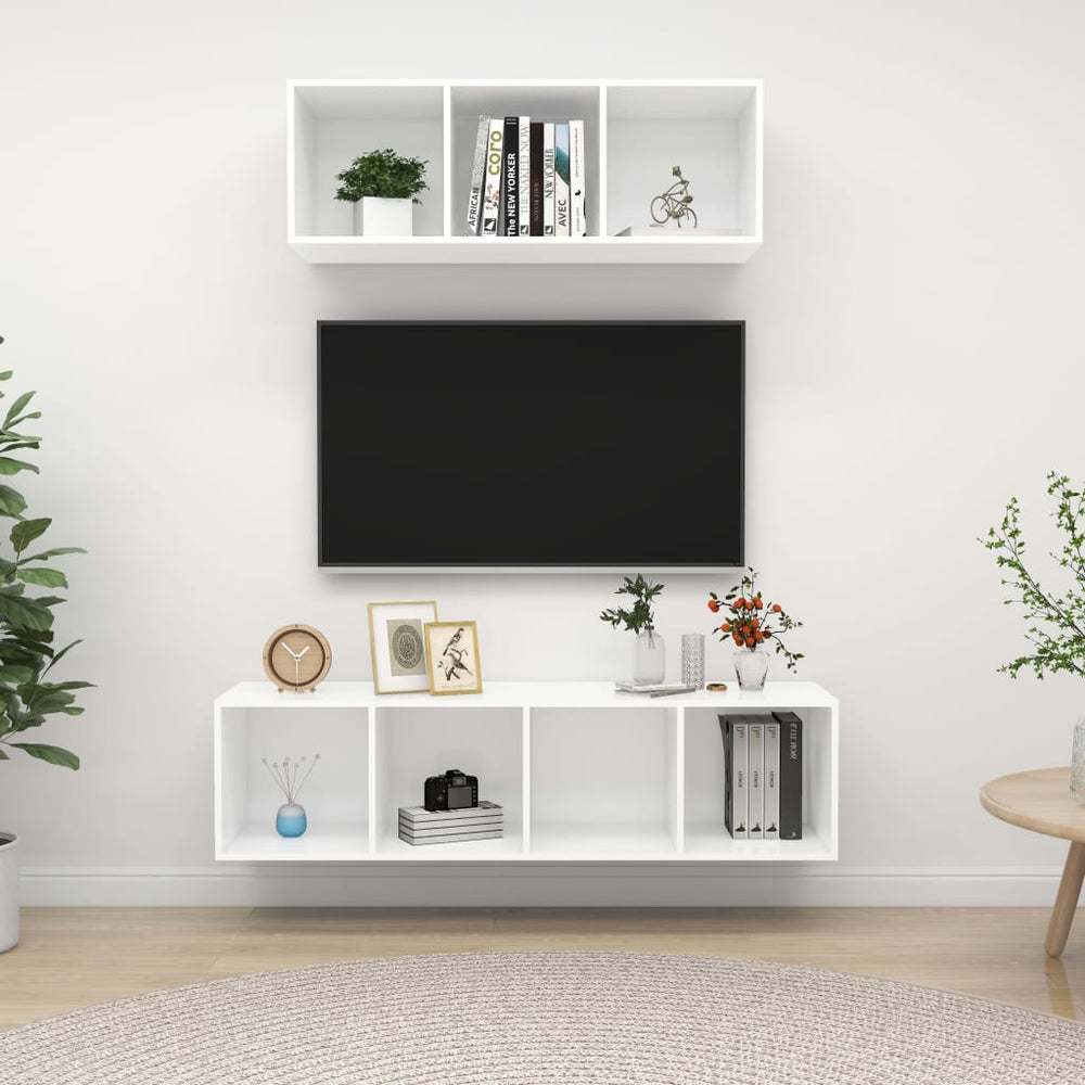 2-tlg. TV-Schrank-Set Weiß Holzwerkstoff