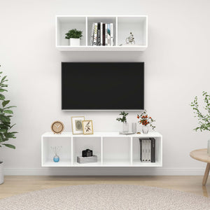 2-tlg. TV-Schrank-Set Weiß Holzwerkstoff