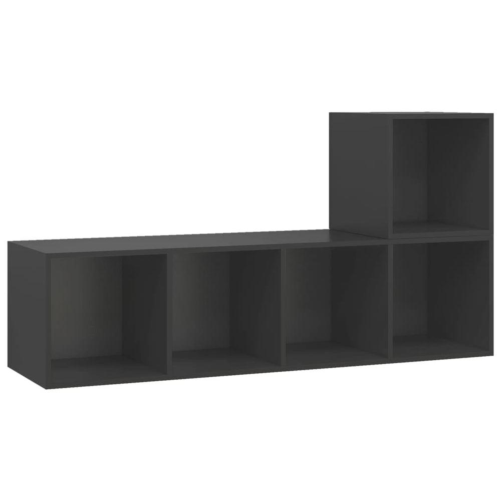 2-tlg. TV-Schrank-Set Grau Holzwerkstoff