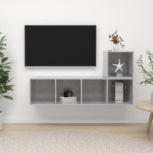 2-tlg. TV-Schrank-Set Betongrau Holzwerkstoff