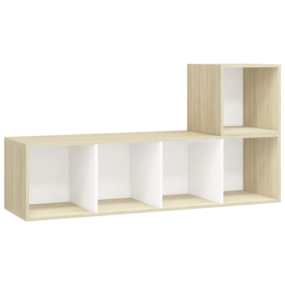 2-tlg. TV-Schrank-Set Weiß Sonoma-Eiche Holzwerkstoff