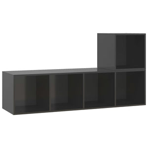 2-tlg. TV-Schrank-Set Hochglanz-Grau Holzwerkstoff