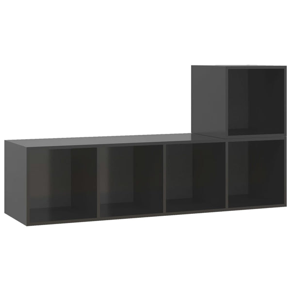 2-tlg. TV-Schrank-Set Hochglanz-Grau Holzwerkstoff