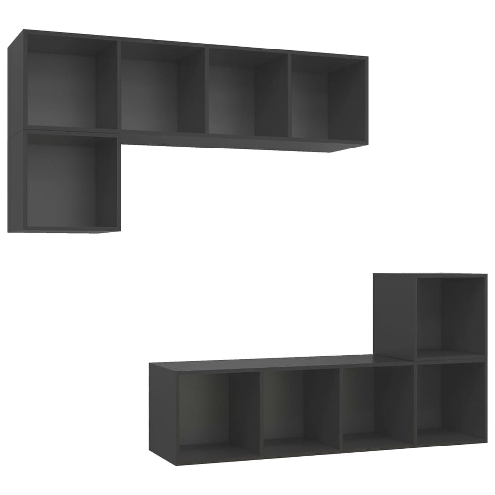 4-tlg. TV-Schrank-Set Grau Holzwerkstoff