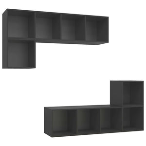 4-tlg. TV-Schrank-Set Grau Holzwerkstoff