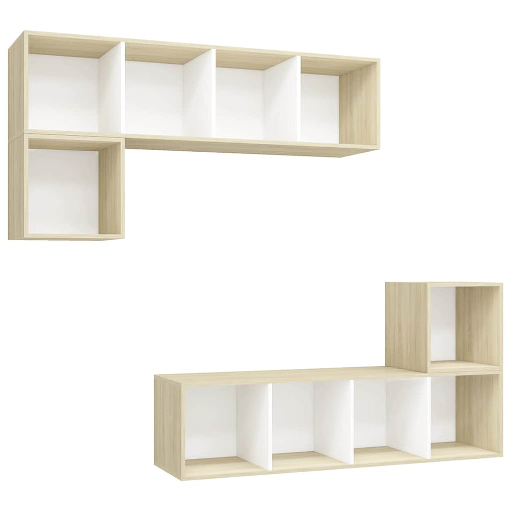4-tlg. TV-Schrank-Set Weiß Sonoma-Eiche Holzwerkstoff