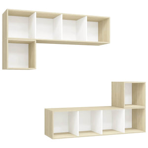 4-tlg. TV-Schrank-Set Weiß Sonoma-Eiche Holzwerkstoff