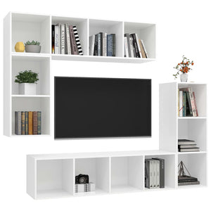 4-tlg. TV-Schrank-Set Weiß Holzwerkstoff