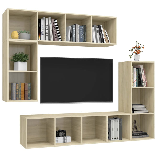 4-tlg. TV-Schrank-Set Sonoma-Eiche Holzwerkstoff