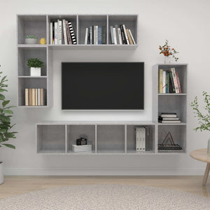4-tlg. TV-Schrank-Set Betongrau Holzwerkstoff