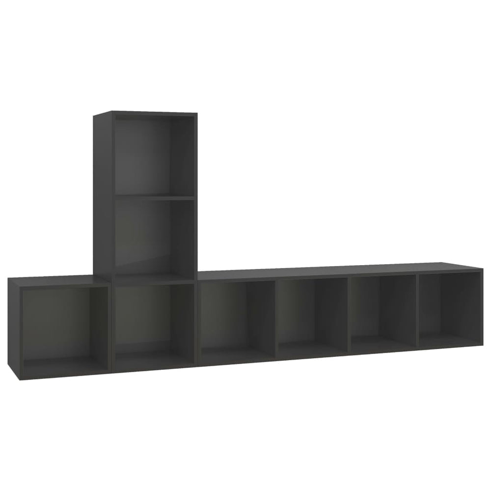 3-tlg. TV-Schrank-Set Grau Holzwerkstoff