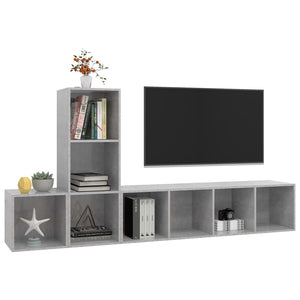 3-tlg. TV-Schrank-Set Betongrau Holzwerkstoff