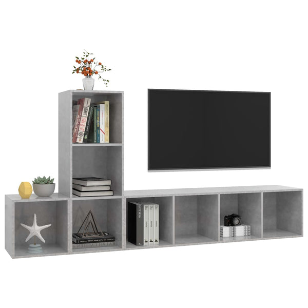 3-tlg. TV-Schrank-Set Betongrau Holzwerkstoff