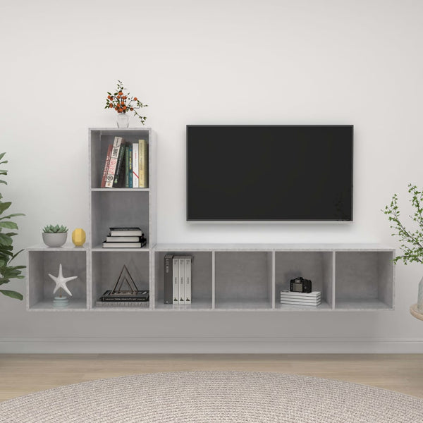 3-tlg. TV-Schrank-Set Betongrau Holzwerkstoff