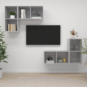 TV-Wandschränke 4 Stk. Betongrau Holzwerkstoff