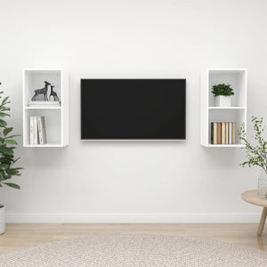 TV-Wandschränke 2 Stk. Weiß Holzwerkstoff