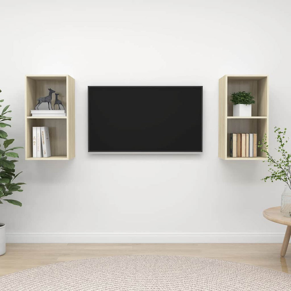 TV-Wandschränke 2 Stk. Sonoma-Eiche Holzwerkstoff