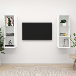 TV-Wandschränke 2 Stk. Weiß Holzwerkstoff
