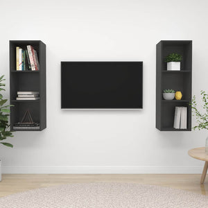 TV-Wandschränke 2 Stk. Grau Holzwerkstoff