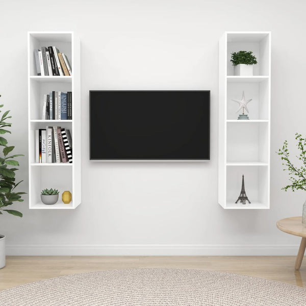 TV-Wandschränke 2 Stk. Weiß Holzwerkstoff