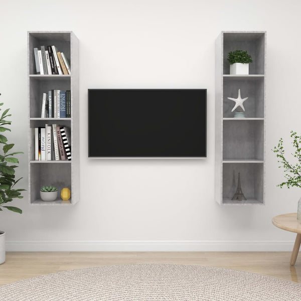 TV-Wandschränke 2 Stk. Betongrau Holzwerkstoff
