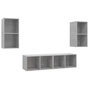 vidaXL Meubles TV muraux 4 pcs Gris béton Aggloméré