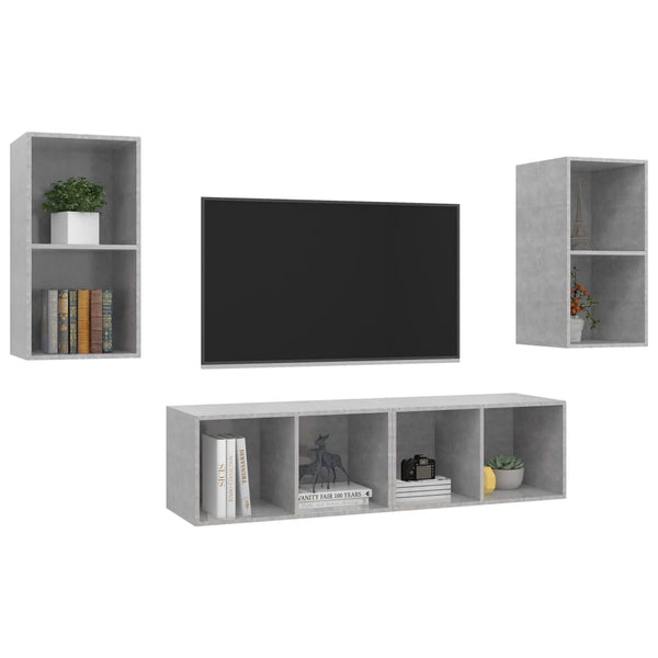 vidaXL Meubles TV muraux 4 pcs Gris béton Aggloméré