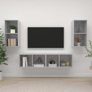 vidaXL Meubles TV muraux 4 pcs Gris béton Aggloméré