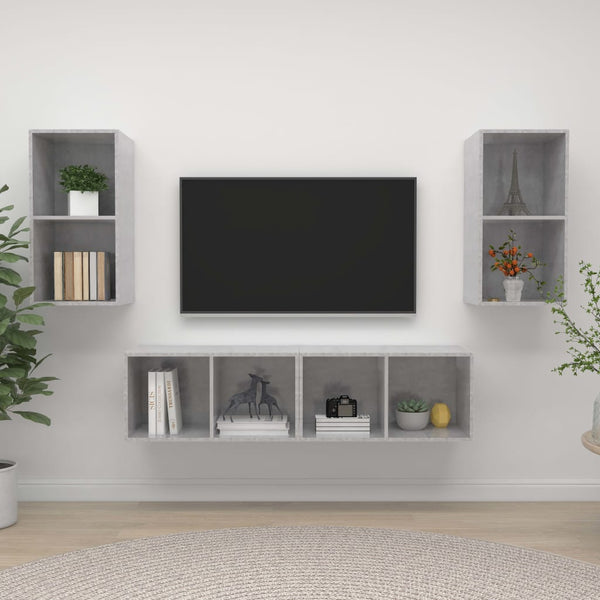 vidaXL Meubles TV muraux 4 pcs Gris béton Aggloméré