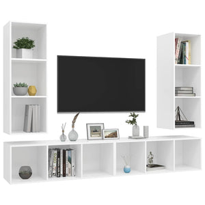 TV-Wandschränke 4 Stk. Weiß Holzwerkstoff