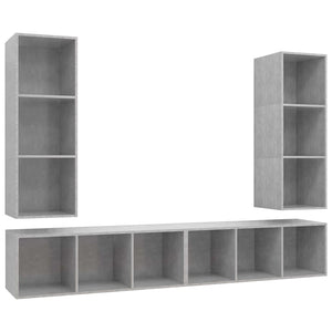 TV-Wandschränke 4 Stk. Betongrau Holzwerkstoff