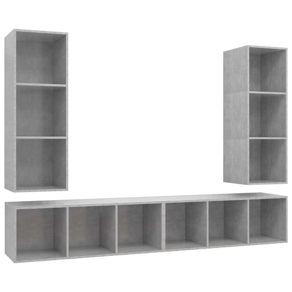 TV-Wandschränke 4 Stk. Betongrau Holzwerkstoff
