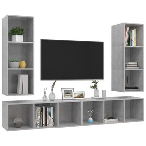 TV-Wandschränke 4 Stk. Betongrau Holzwerkstoff